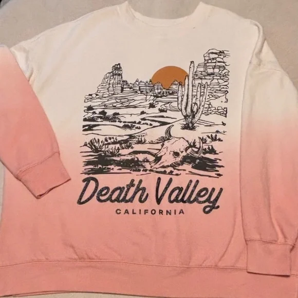 Terra & Sky Death Valley Graphic Oversized Sweatshirt Pink Sz 0-14W - Picture 1 of 4